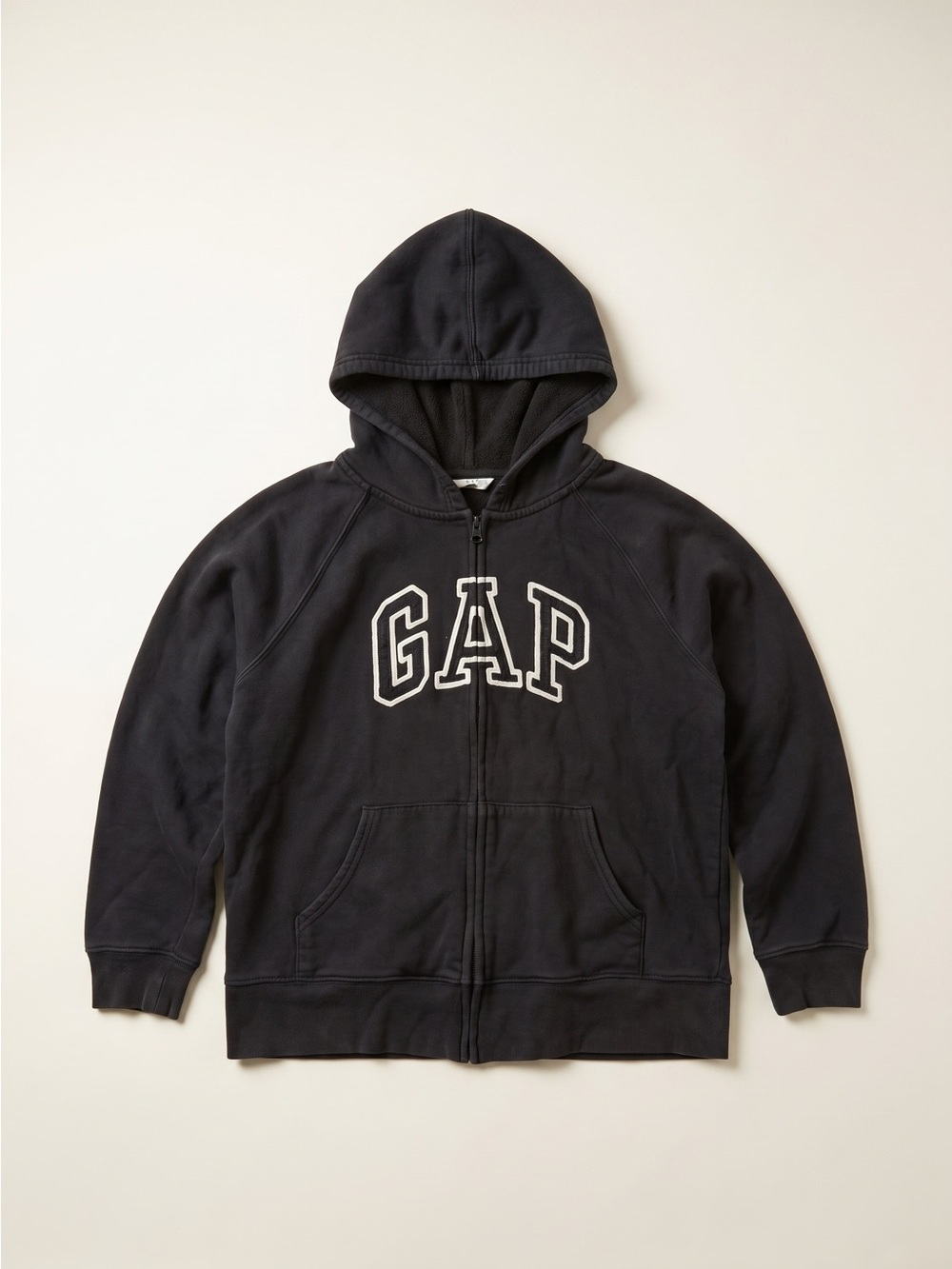 GAP Black Hooded Zip-Up Sweatshirt with White Logo